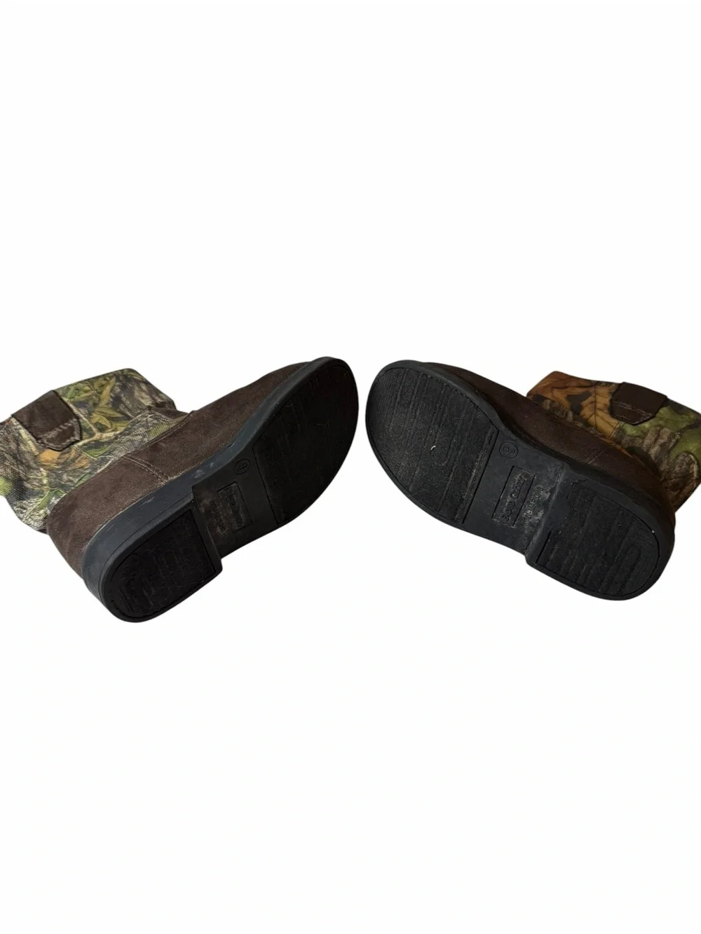Kids Brown Camo Pull-On Boots with Velcro Sides